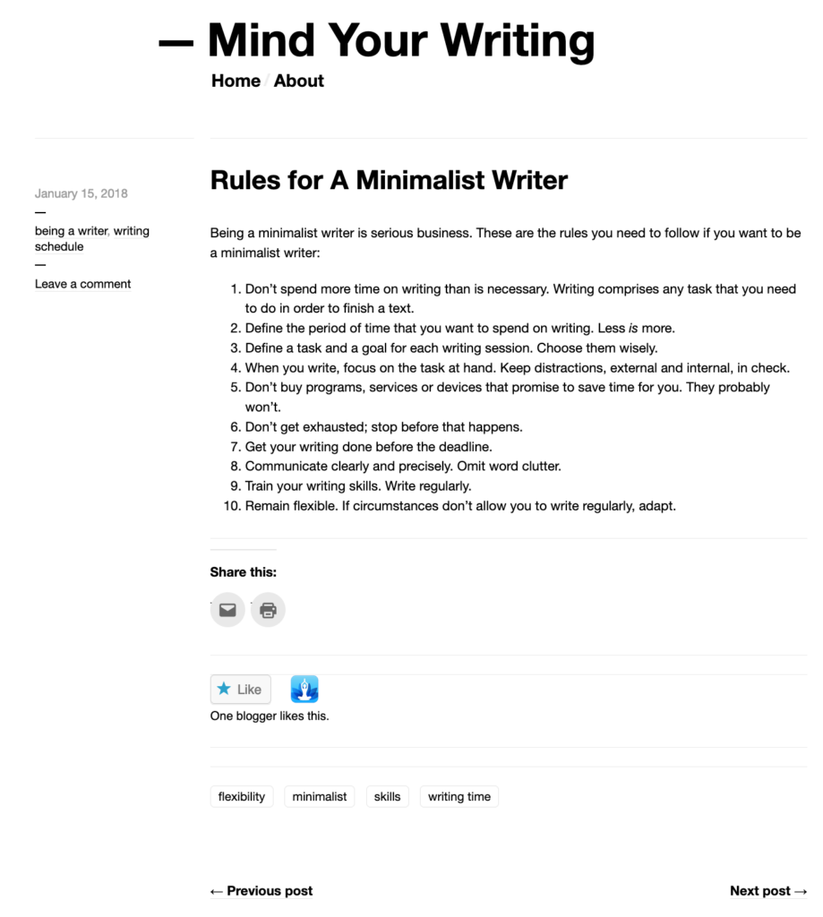 Beispiel Blogpost Mind Your Writing